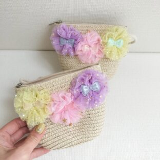 チュールリボン かご風ポシェット